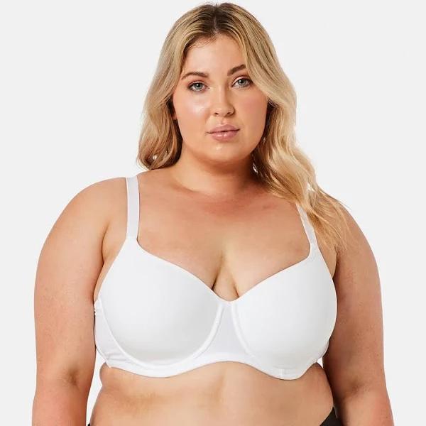 Kmart Full Figure Cotton Stretch T-Shirt Bra-White Size: 20DD
