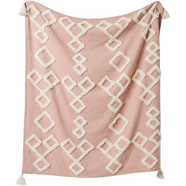 Kmart Gigi Tufted Cotton Throw in Pink and White Price History Comparison Alerts