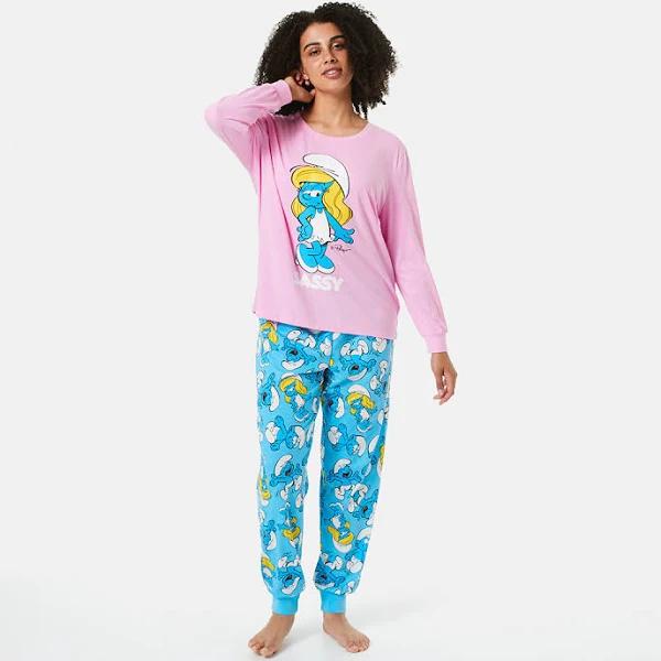 Kmart Long Sleeve and Pants License Pyjama Set-Smurfs Size: 14-16