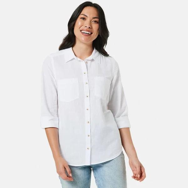 Kmart Long Sleeve Casual Shirt-White Size: 14