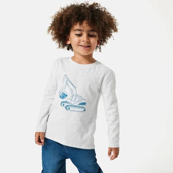 Kmart Long Sleeve Printed T-shirt-White Dig Size: 1