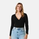 Kmart Long Sleeve Ruched Bodysuit-Black Size: 12