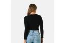 Kmart Long Sleeve Ruched Bodysuit-Black Size: 12