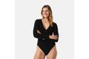 Kmart Long Sleeve Ruched Bodysuit-Black Size: 20