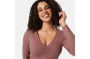 Kmart Long Sleeve Ruched Bodysuit-Dk Rose Size: 12
