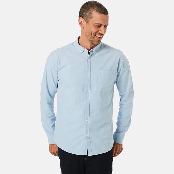 Kmart Long Sleeve Stretch Oxford Shirt in Light Blue Size: XL