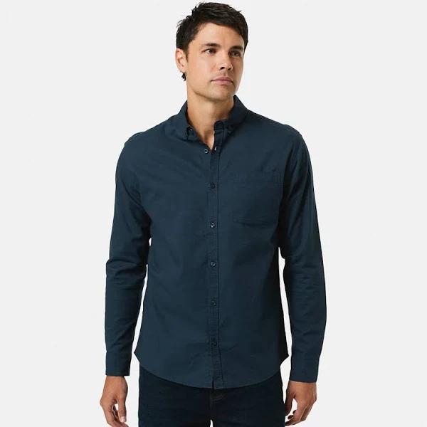 Kmart Long Sleeve Stretch Oxford Shirt-Paris Navy Size: 3XL