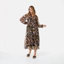 Kmart Long Sleeve Tiered Maxi Dress-Blk Leaves Size: 16
