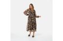 Kmart Long Sleeve Tiered Maxi Dress-Blk Leaves Size: 16