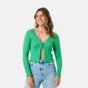 Kmart Long Sleeve True Knit Tie Front Top-Kel Green Size: 18