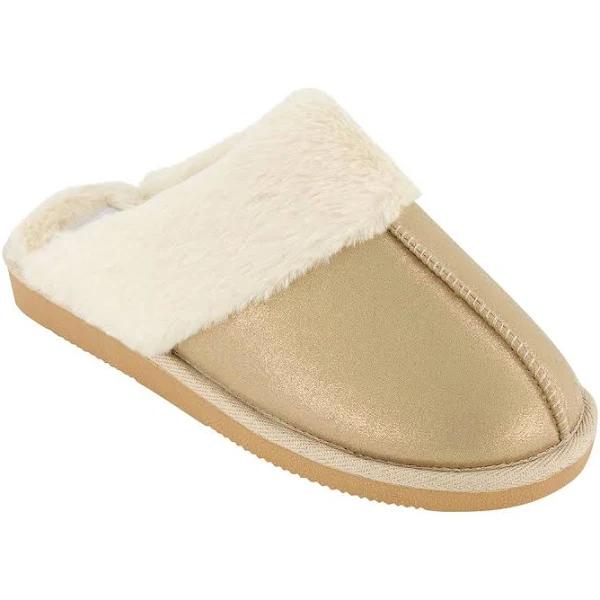 Kmart Melange Fur Scuffs-Gold Size: 7/8