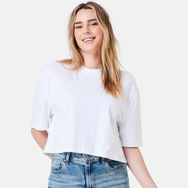 Kmart Overd Cotton T-shirt-White Size: 16