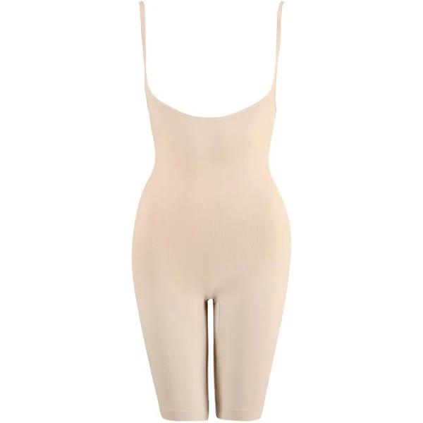 Kmart Seamfree Under Bust Mid-Thigh Bodysuit-Beige Size: 14