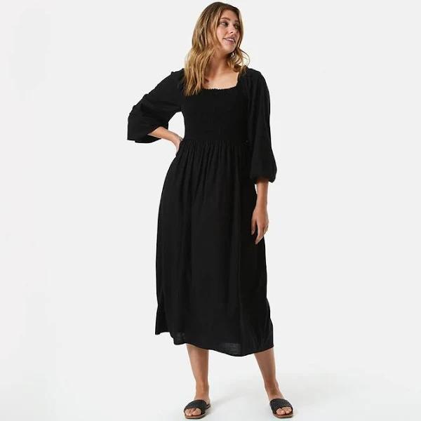 Kmart Shirred Bodice Dress-Black Size: 12