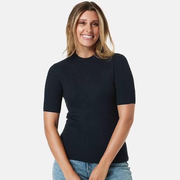 Kmart Short Elbow Sleeve True Knit Textured Top-Sky Capt Size: 10