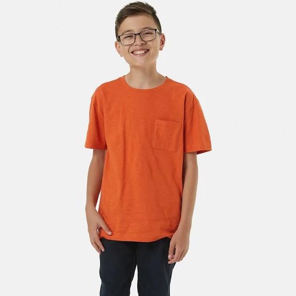 Kmart Short Sleeve Australian Cotton Slub T-shirt-Koi Orange Size: 14