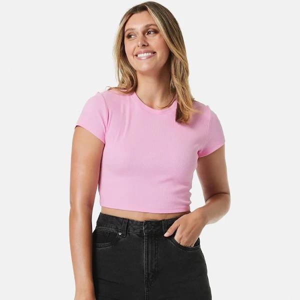Kmart Short Sleeve Baby Ribbed T-shirt-Crepe Pink Size: 20