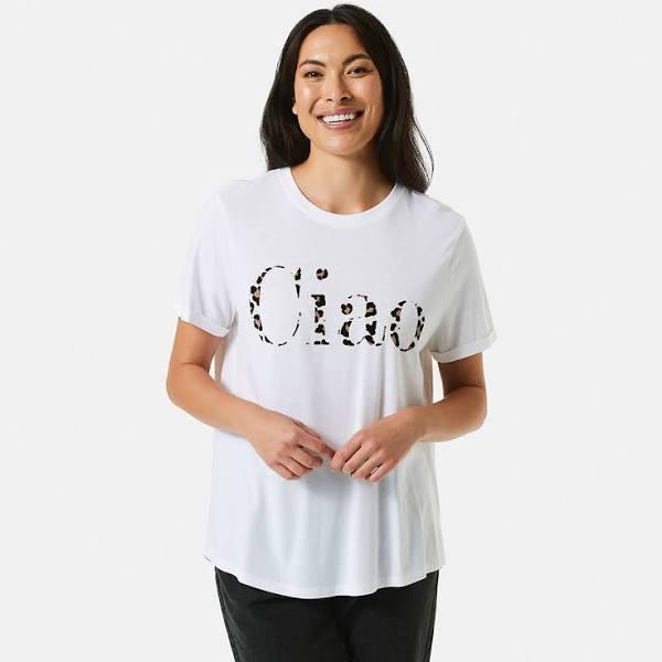 Kmart Short Sleeve Detailed Printed T-shirt-Ciao Ani Size: 14