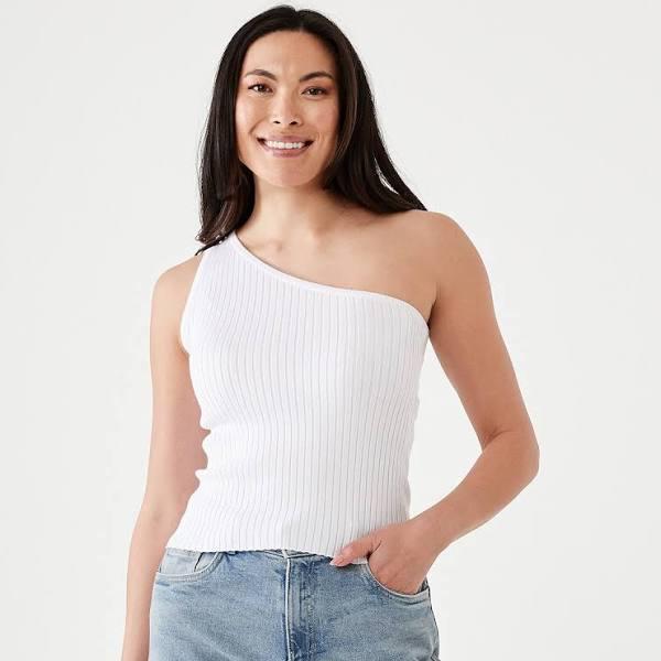 Kmart Sleeveless One Shoulder True Knit Top - White Size: 18