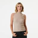Kmart Sleeveless True Knit High Neck Textured Top-Bone Beige Size: 10
