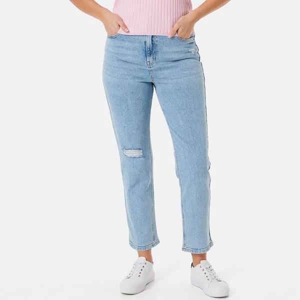 Kmart Slim Straight Distressed Jeans-Light Wash Size: 6