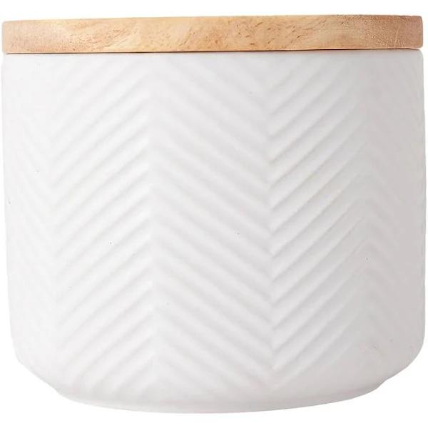 Kmart Small White Herringbone Canister