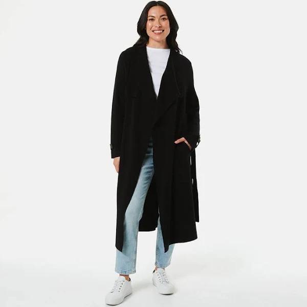 Kmart Trench Look Coatigan-Black Size: 20