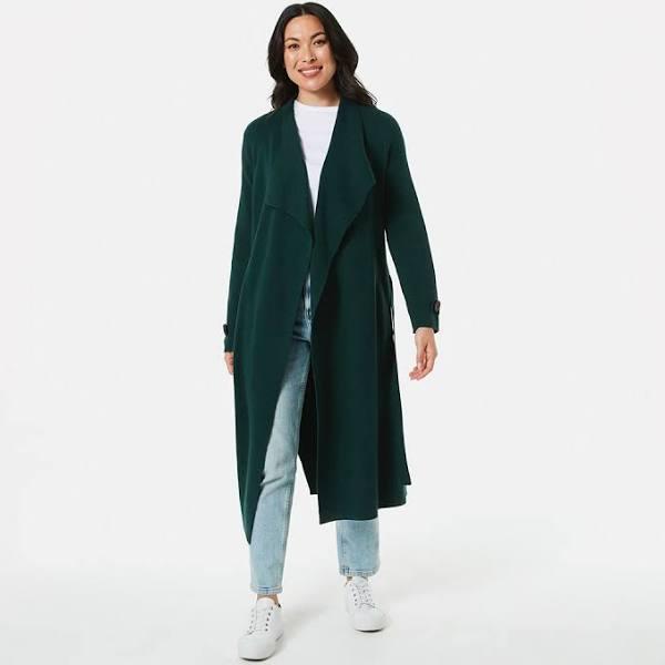 Kmart Trench Look Coatigan-Drk Forest Size: 16
