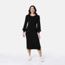 Kmart True Knit Crew Neck Rib Midi Dress-Black Size: 10