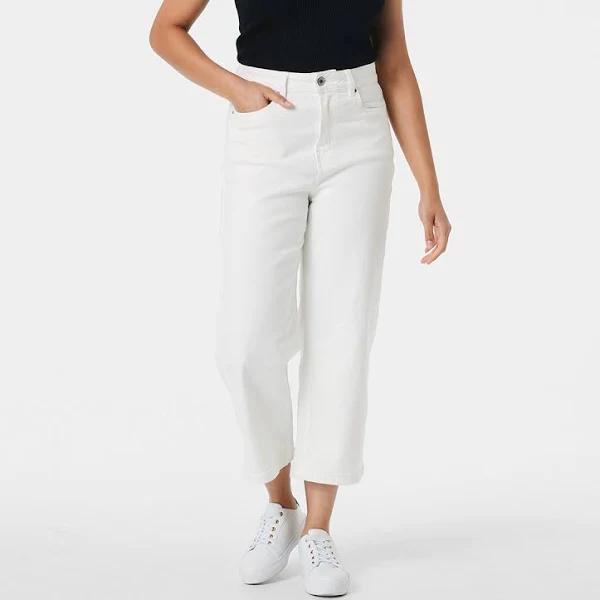 Kmart Wide Leg Crop Jeans-White Size: 16