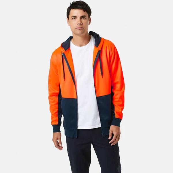 Kmart Workwear Fluorescent Zip Through Hoodie-OrangeL