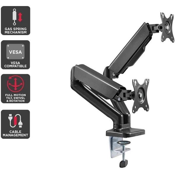 Kogan Full Motion Gas Spring Dual Monitor Mount (Ostia Series - Black)