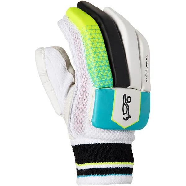 Kookaburra Rapid Pro 8.0 Junior Cricket Batting Gloves Green/Blue Youth Left Hand