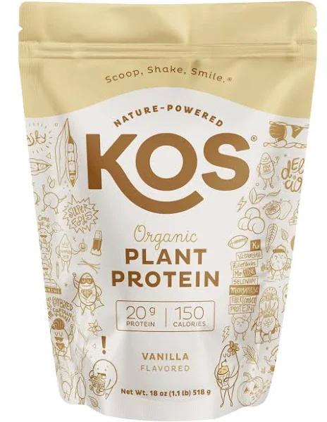 KOS, Organic Plant Protein, Vanilla, 1.1 LB (518 g)