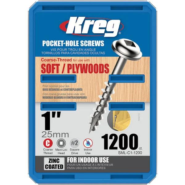 Kreg Pocket Screws 1" Coarse - 1200pc