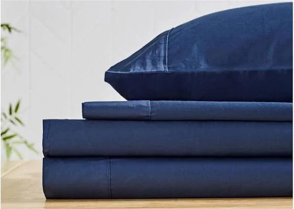 L'Avenue 300 Thread Count Navy Fitted Sheet - Double