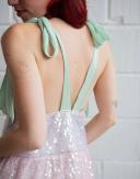 Labelrail x Lara Adkins Tiered Colourblock Sequin Mini Smock Dress in Multi