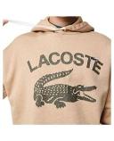Lacoste Men's Loose Fit Crocodile Hooded Sweatshirt Beige Size S