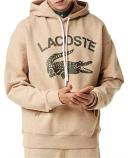 Lacoste Men's Loose Fit Crocodile Hooded Sweatshirt Beige Size S
