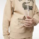 Lacoste Men's Loose Fit Crocodile Hooded Sweatshirt Beige Size S