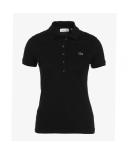 Lacoste Short Sleeve Collared Black Womens Polo Shirt PF7845 5ZP Cotton - Size 20 UK