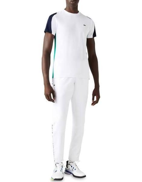 Lacoste Technical Poly T-Shirt in White/Navy White L