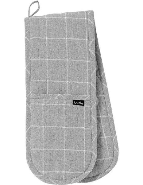 Ladelle Eco Check Double Oven Mitt Grey