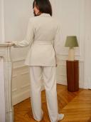 Lapel Collar Open Front Blazer & Suit Trousers,XS