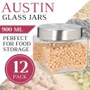 Large Glass Jar with Lids 900ml [12 Pack] Food Storage Canister Jars Containers - AfterPay & zipPay Available