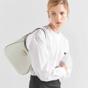 Large Leather Shoulder Bag with Topstitching