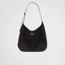 Large Leather Shoulder Bag with Topstitching