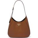 Large Leather Shoulder Bag with Topstitching