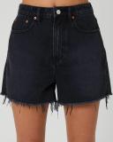 Lee Womens High Relaxed Shorts Black Theory Size 14