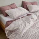 Leo Washed Cotton | Mocha Stripe Quilt Cover | Single | Sheet Society